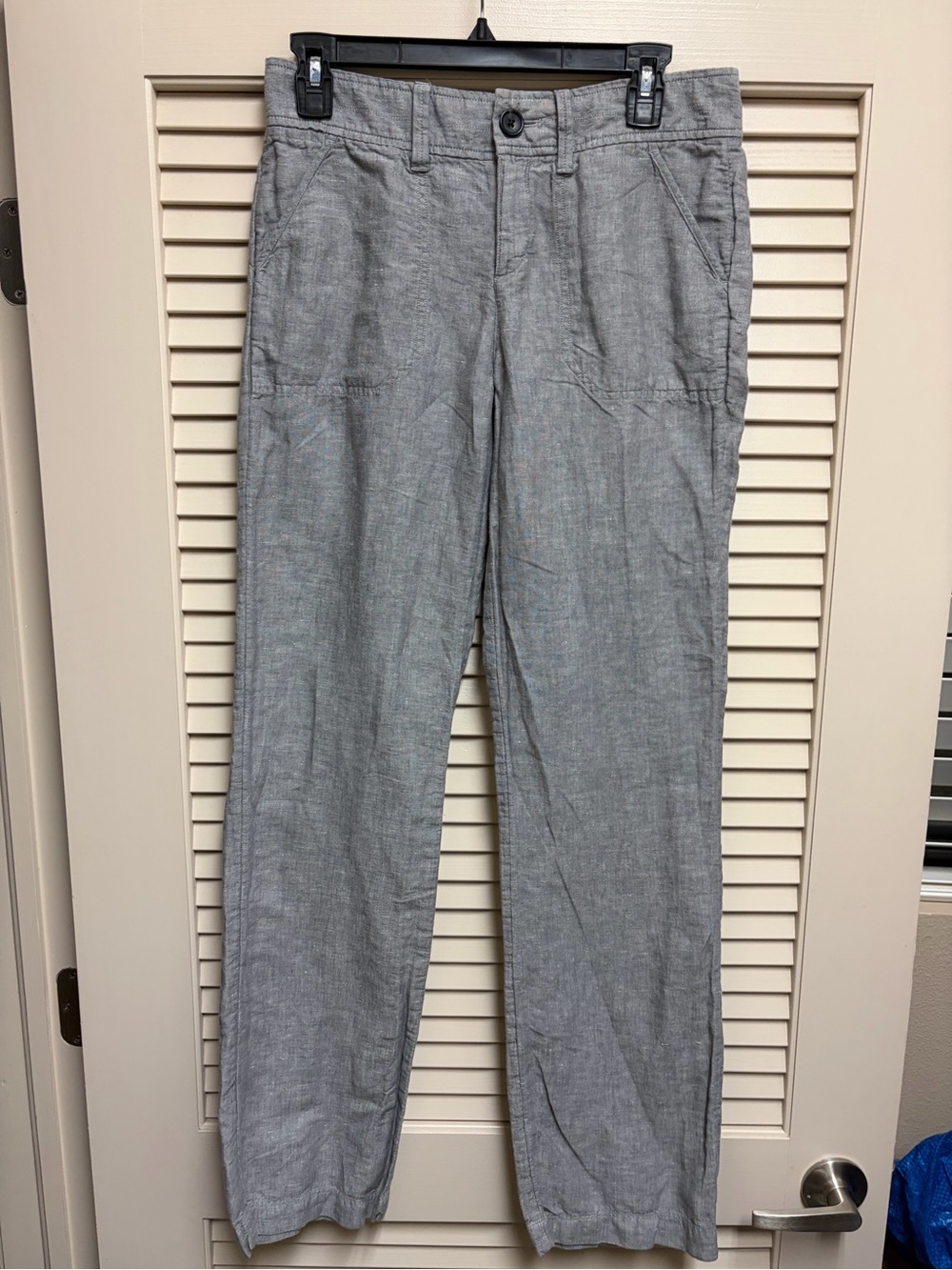 Banana Republic Women’s Linen Blend Pants Gray Straight Leg Size 4 Casual Beach